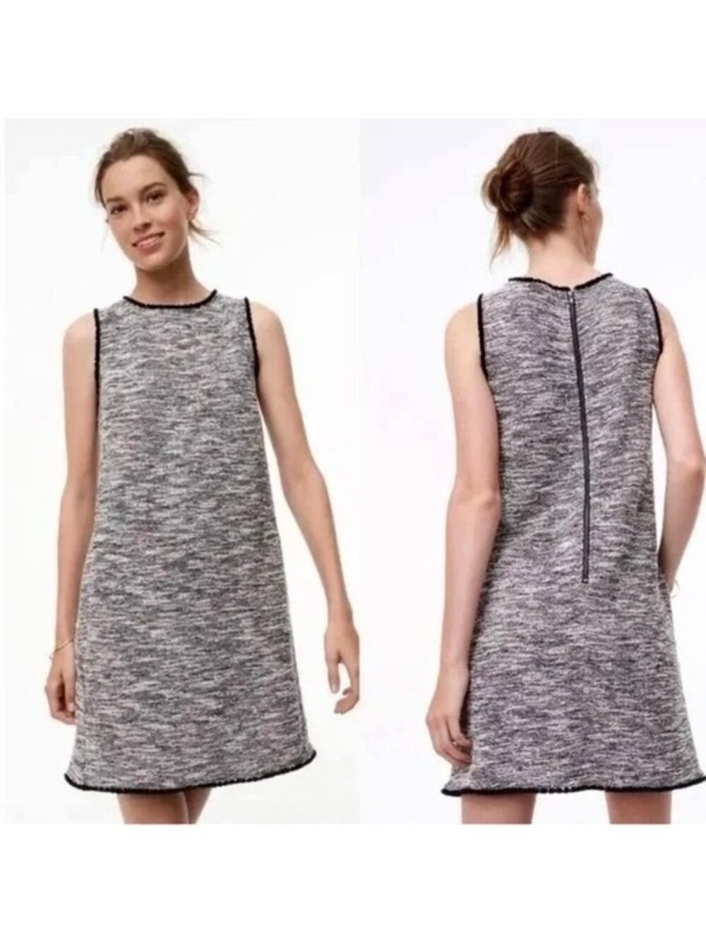 LOFT Tweed Boucle Sleeveless Knit Shift Dress w/Pockets Size Small Petite Spring